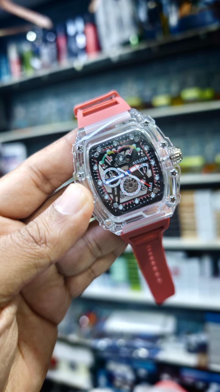 Men's Transparent Skeleton Analog Watch
