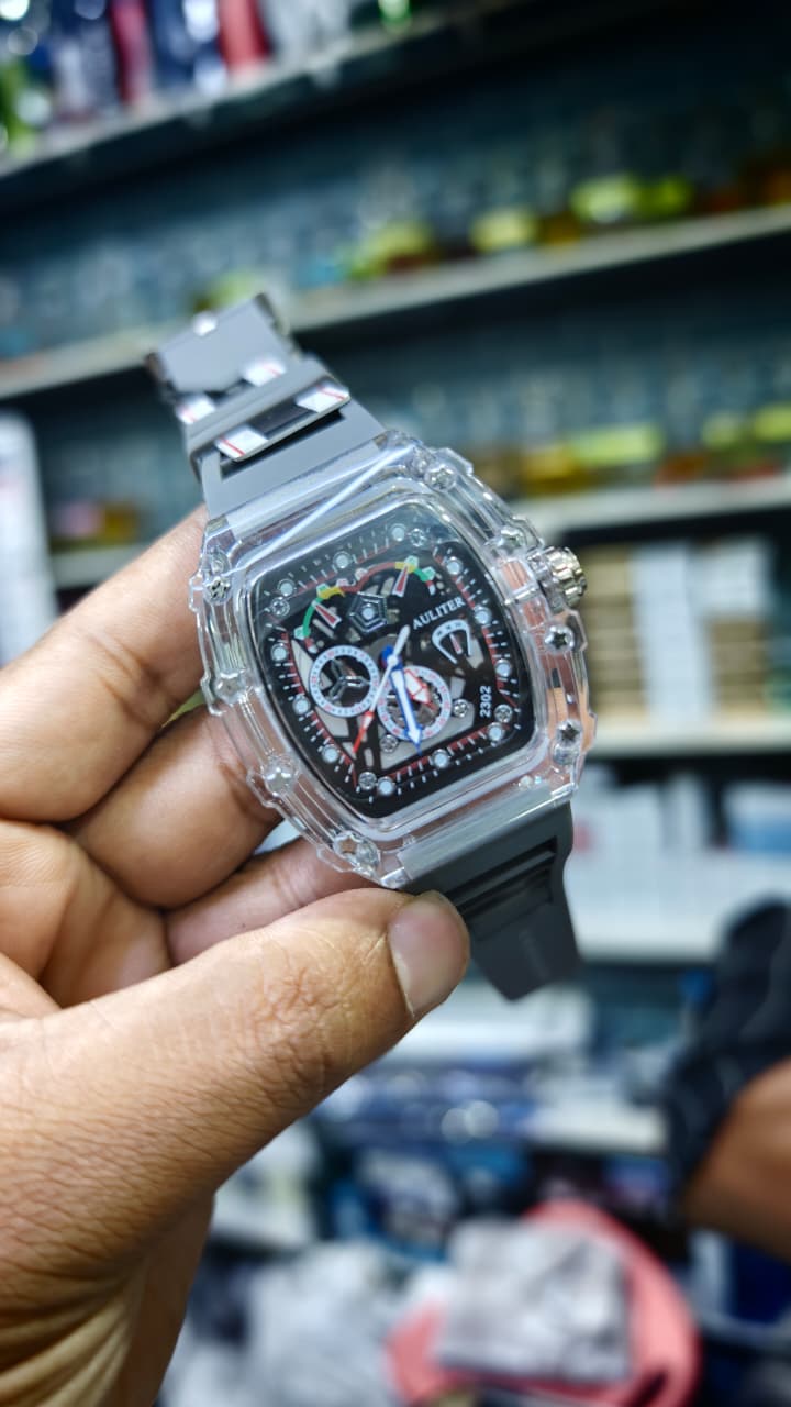 Men's Transparent Skeleton Analog Watch