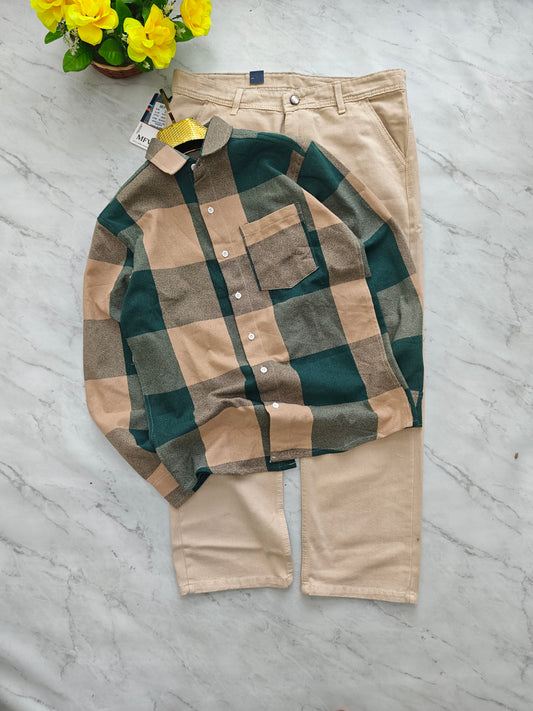 2 in 1 Combo MFW viral checked shirts + Baggy jeans pant buy @600 rs only