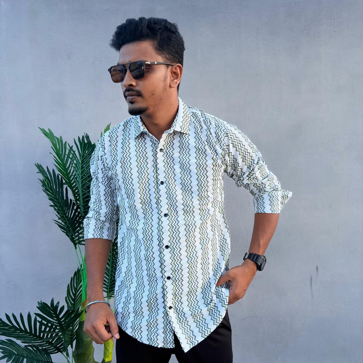 Men's Full Hand Zig zag Crochet striped shirt single pcs @299 and Buy 4 pcs combo @999