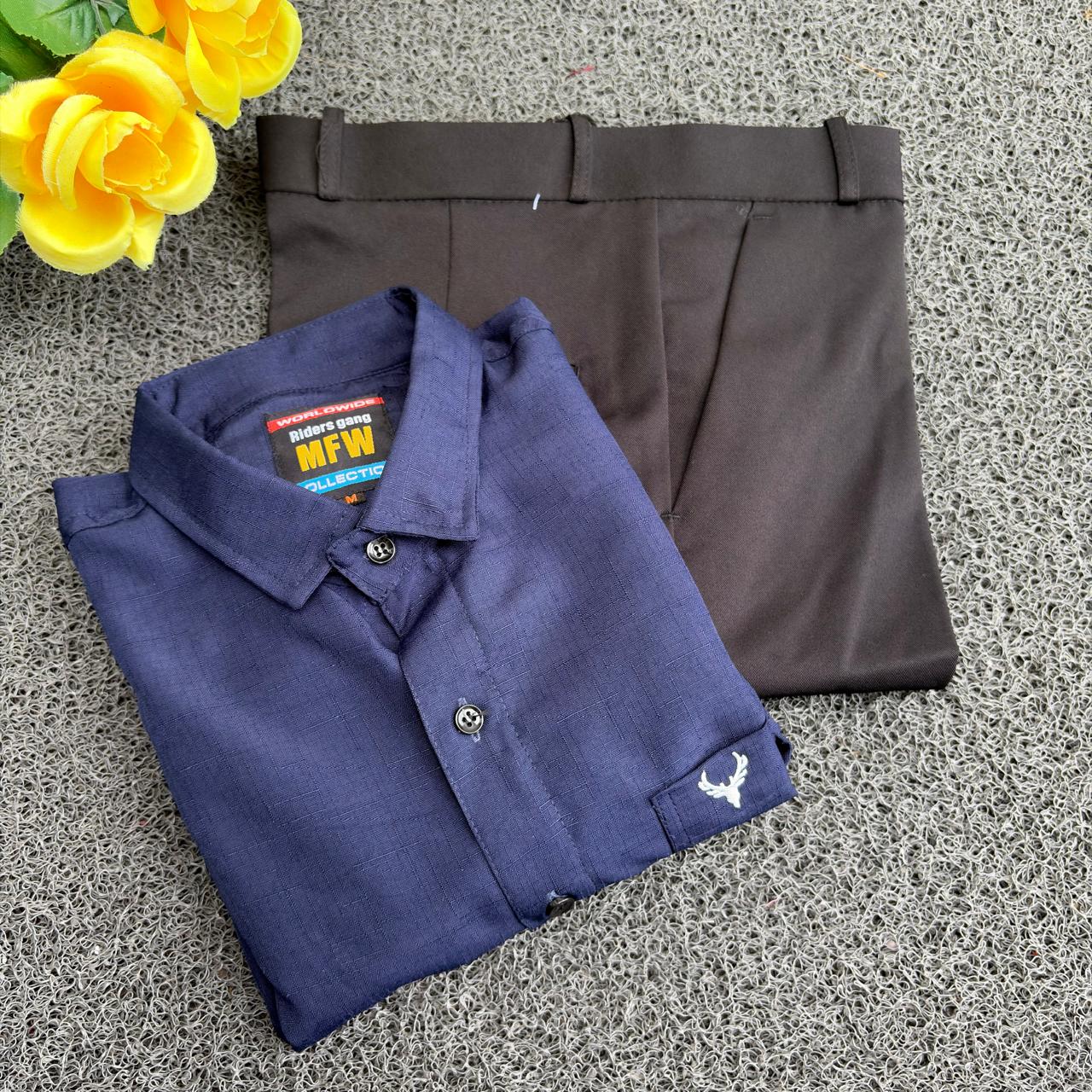 2 in 1 combo Plain Lenin Shirts + Shining Polo fit pants combo buy @600 only