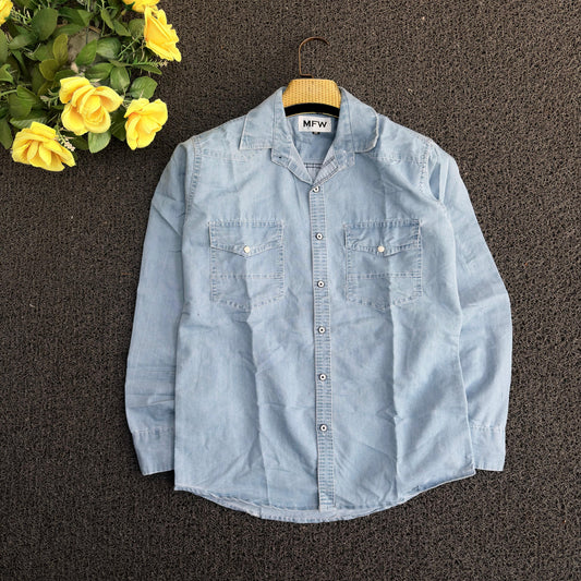 Mfw Double pocket Denim Shirts single pcs @350 and Buy 3 pc combo @999