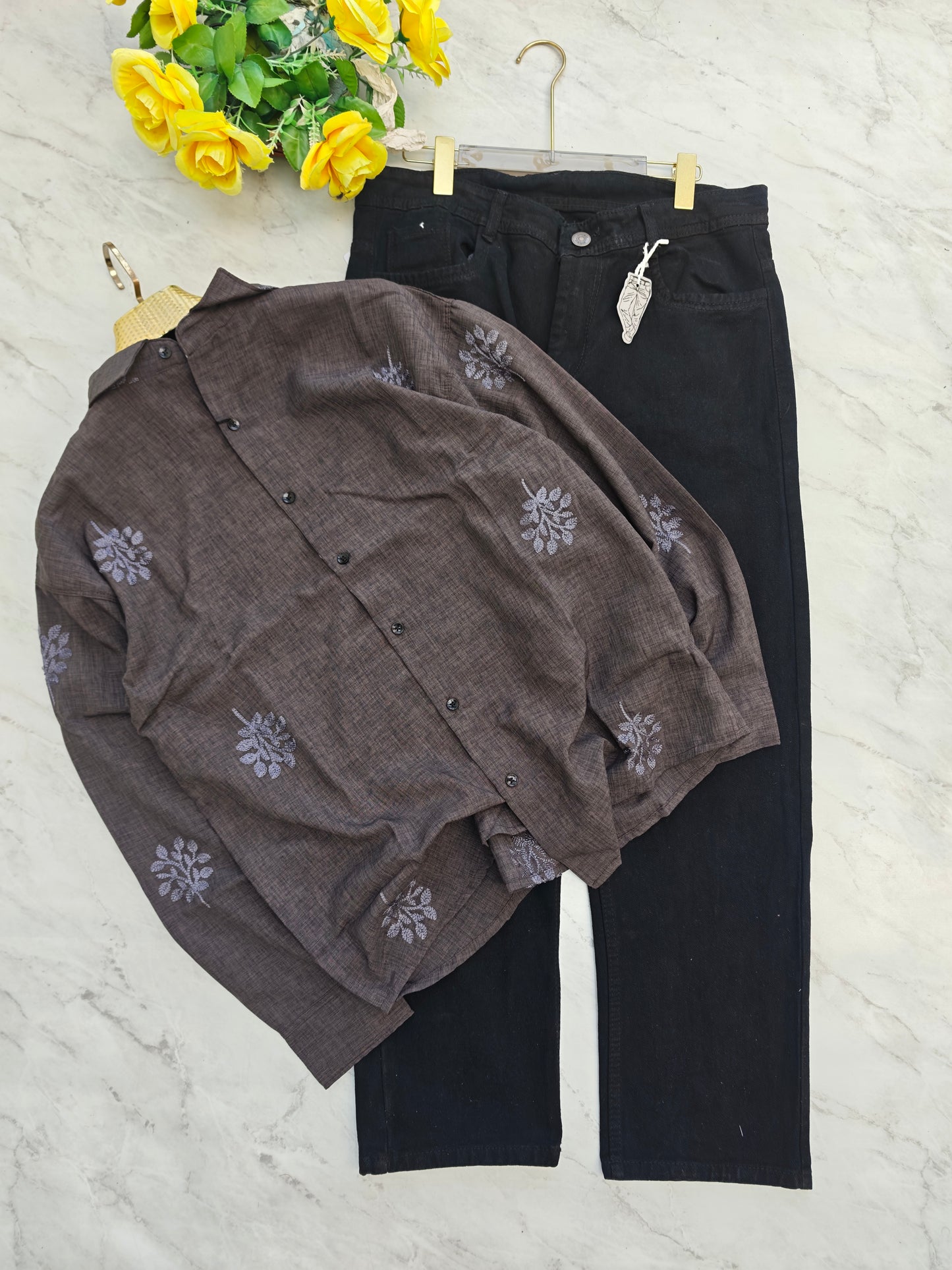 2 in 1 combo MFW embroidery shirts + mom fit pant combo buy @600 rs only