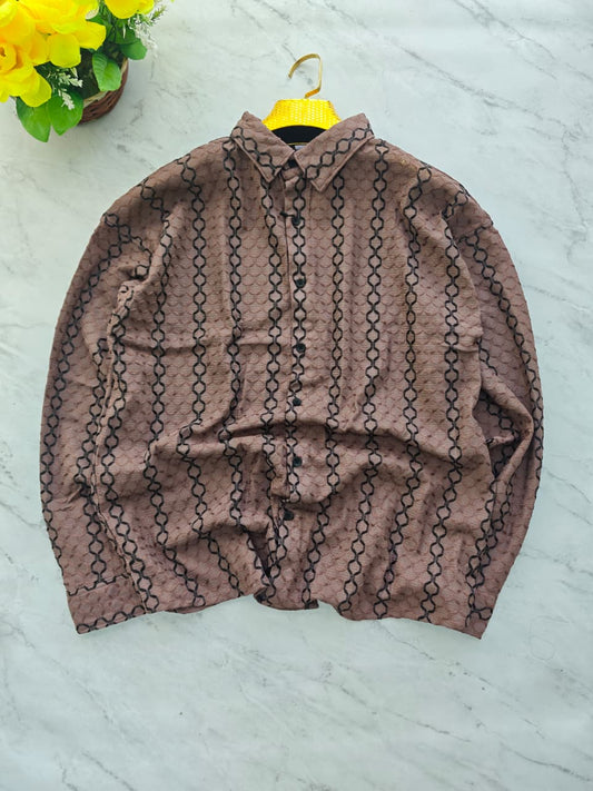 MFW Printed Textured shirts Single pcs @299 and Buy 4 pcs combo @999 (Dark brown)
