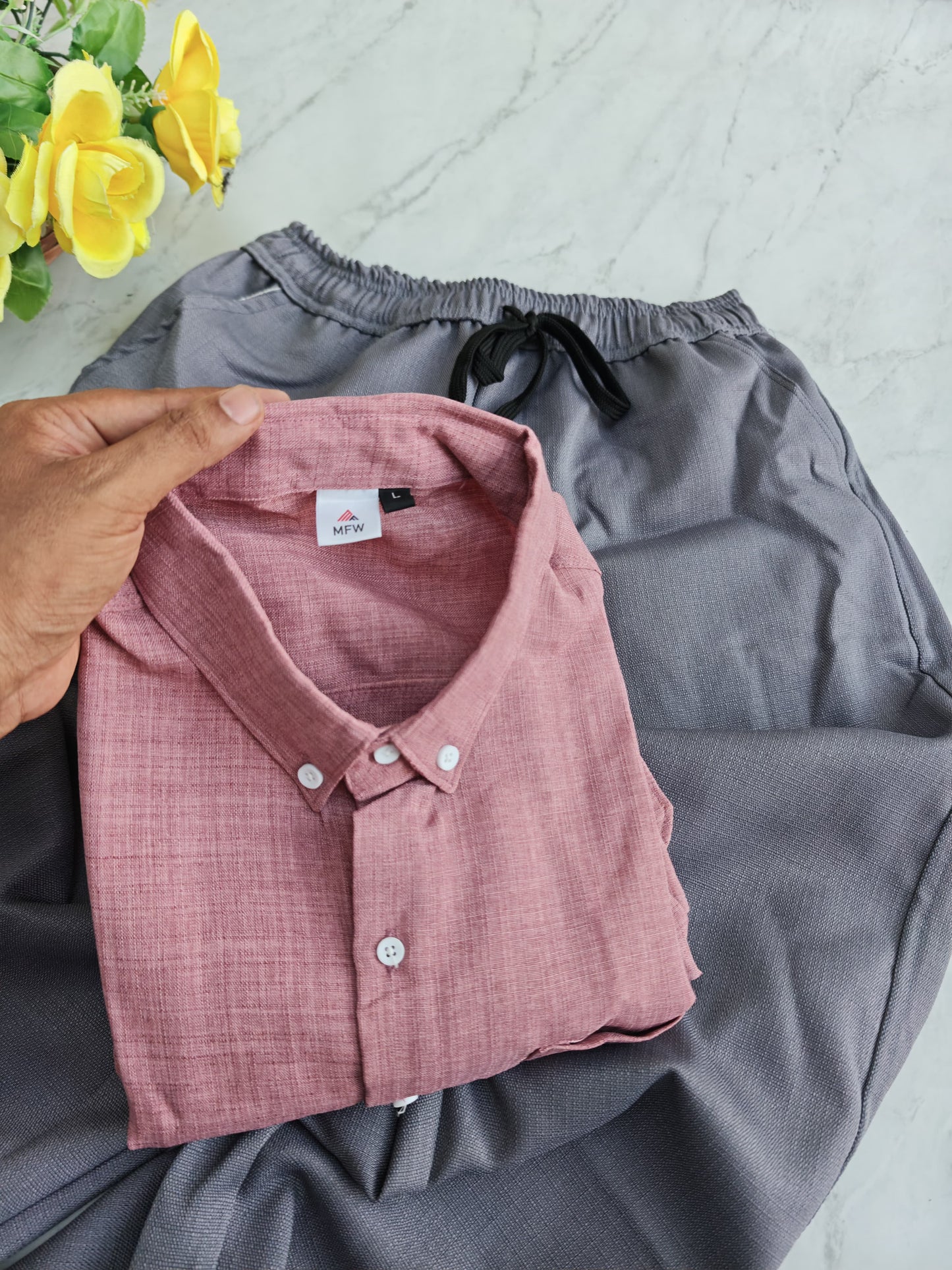 2 in 1 combo MFW korean Lenin shirts + Lenin relax fit pant combo buy @500 rs only