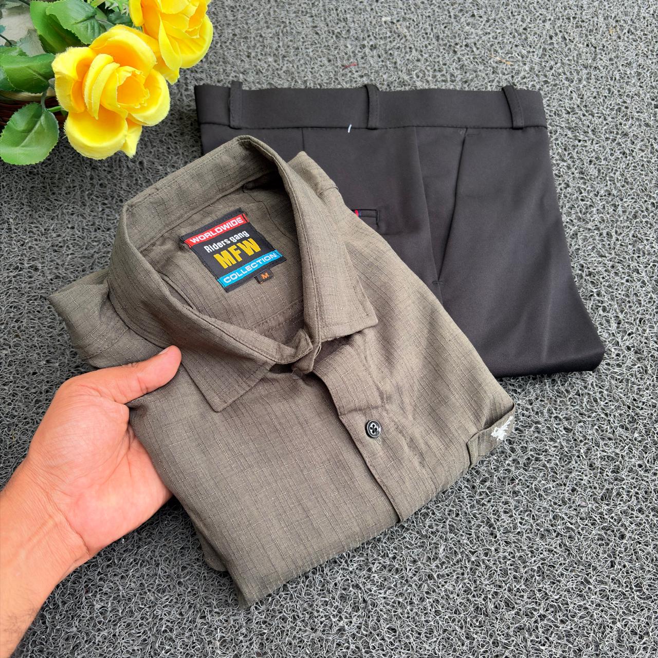 2 in 1 combo Plain Lenin Shirts + Shining Polo fit pants combo buy @600 only