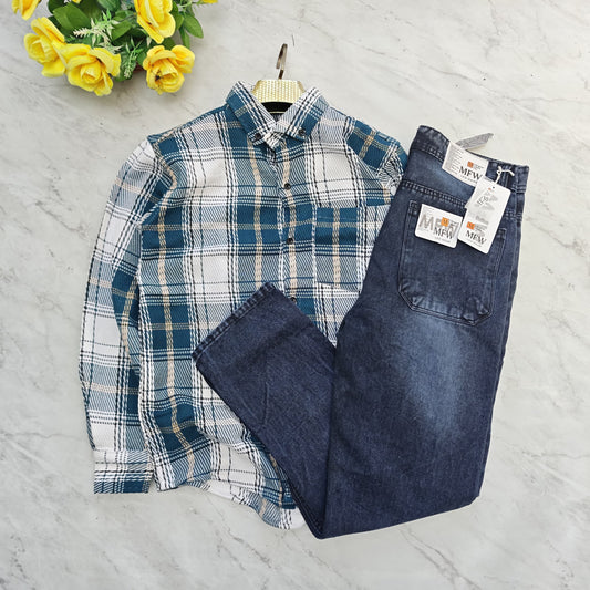 2 in 1 combo MFW back printed baggy shirts + mom fit jeans pant combo buy @600 rs only