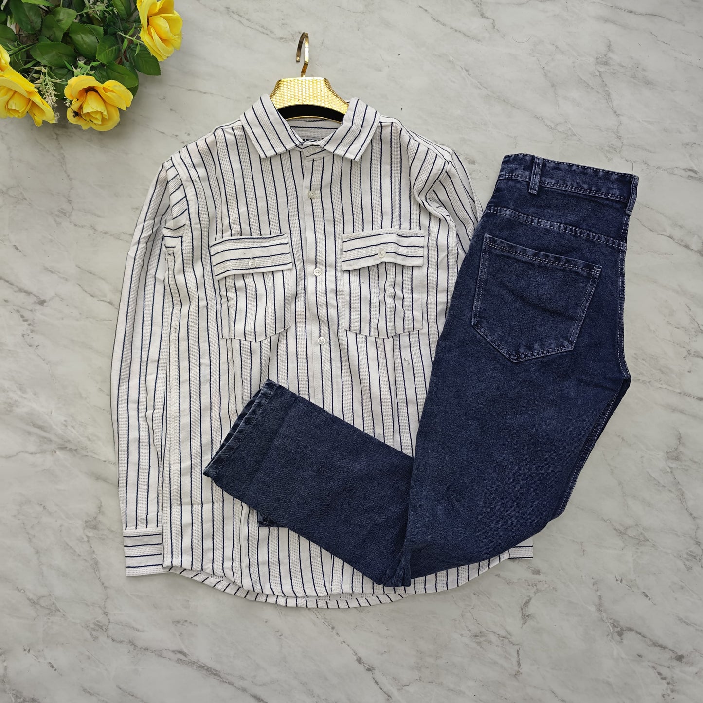 2 in 1 combo MFW back printed shirts + plain mom fit jeans combo buy @550 rs only
