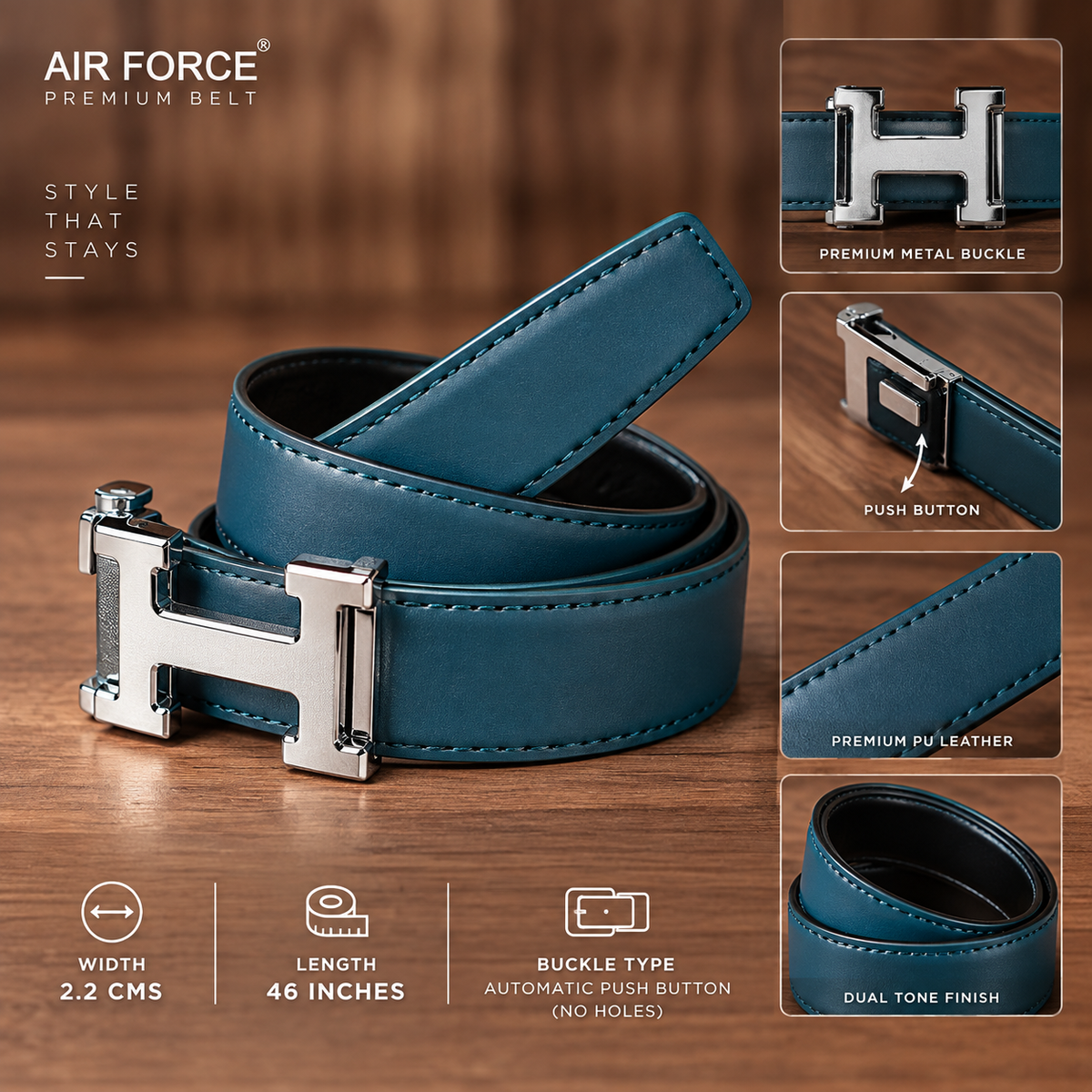 Mfw Premium Push button slim belt buy @200rs (OM-3)