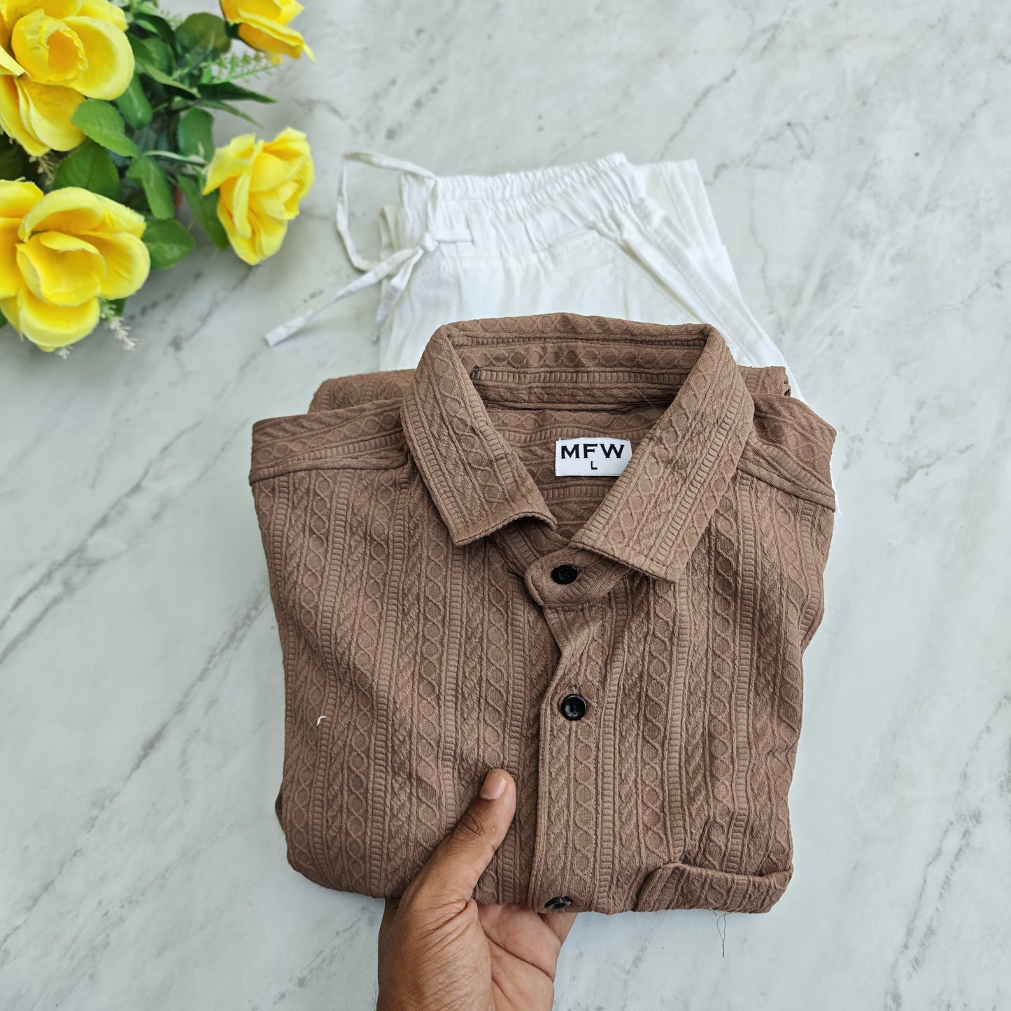2 in 1 combo textured shirts + relax fit pants combo buy @600 rs only