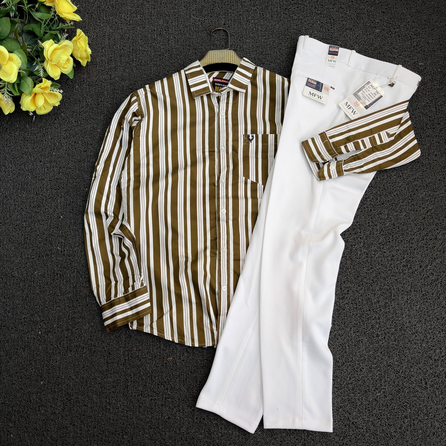 2 in 1 combo MFW stripes shirts + mfw penut polo fit pants buy @500 rs only