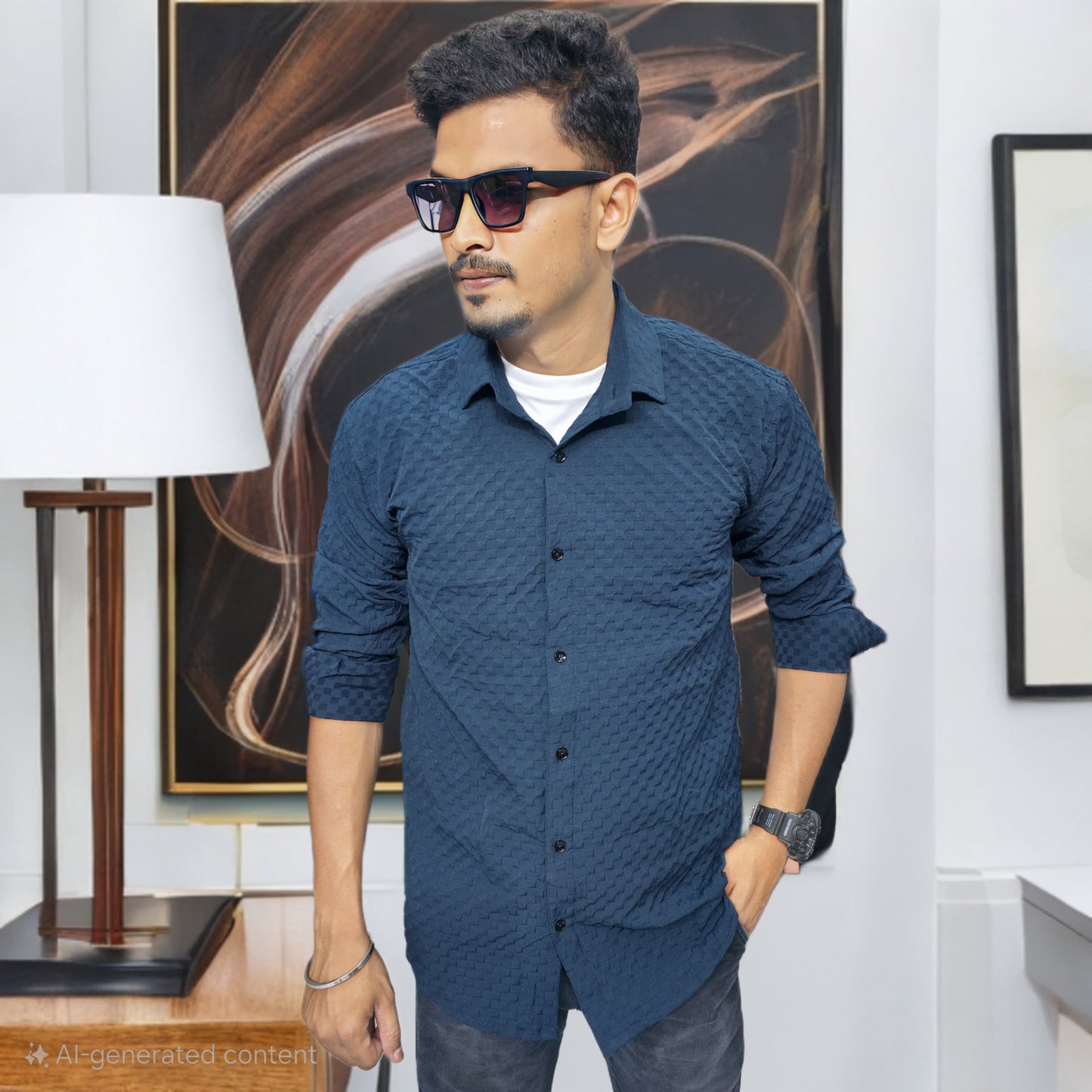 002 Full sleeve embossed design Popcorn Shirts single pcs @299 and Buy 4 pcs combo @999