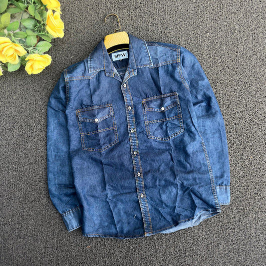 Mfw Double pocket Denim Shirts single pcs @350 and Buy 3 pc combo @999