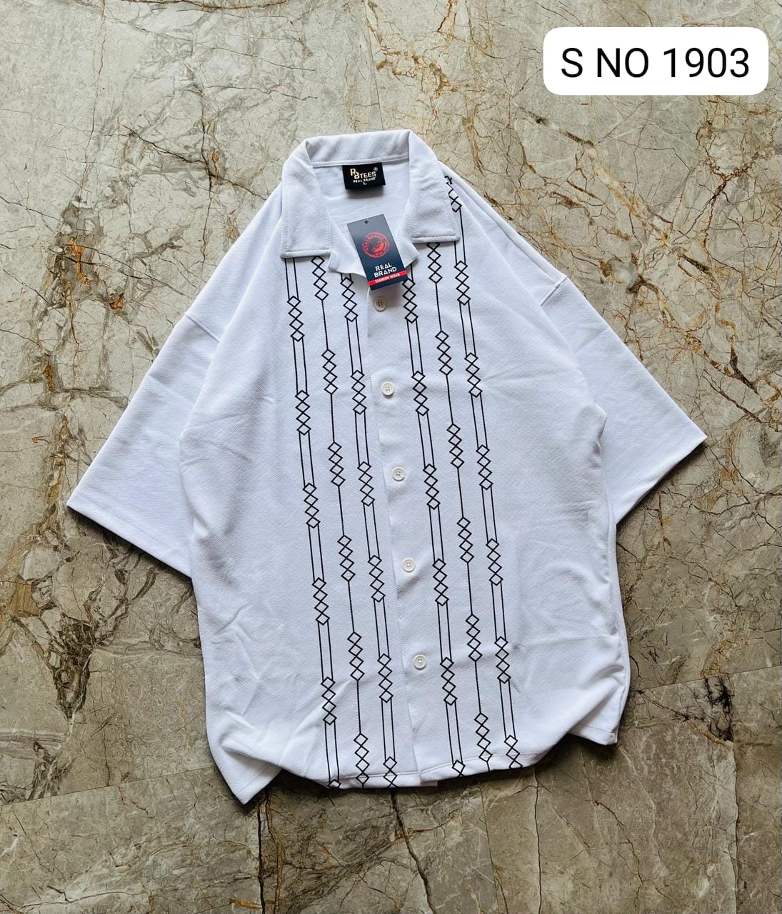 Cuban Collar Oversize Drop Shoulder Polo Designer Shirts buy @249(White)