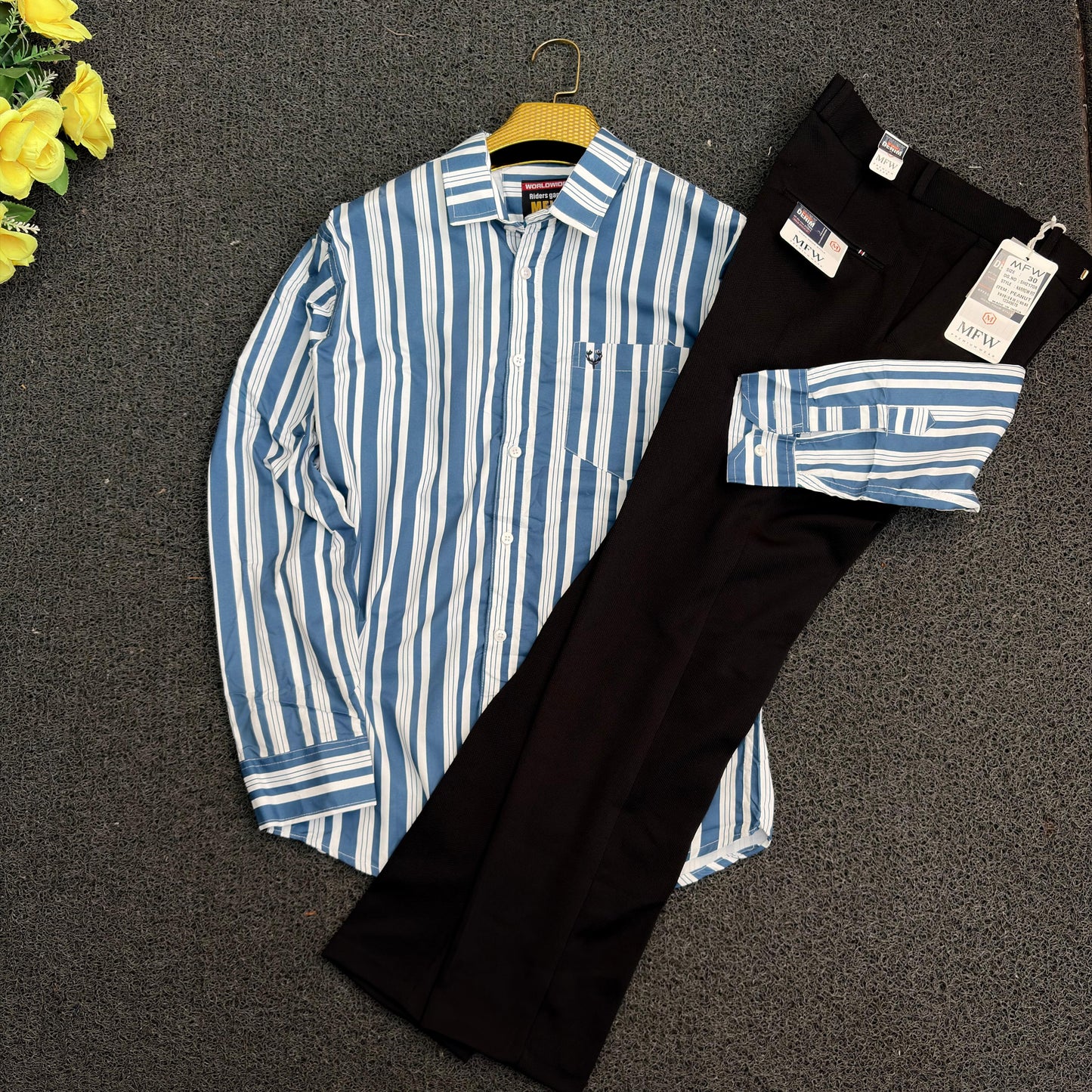 2 in 1 combo MFW stripes shirts + mfw penut polo fit pants buy @500 rs only