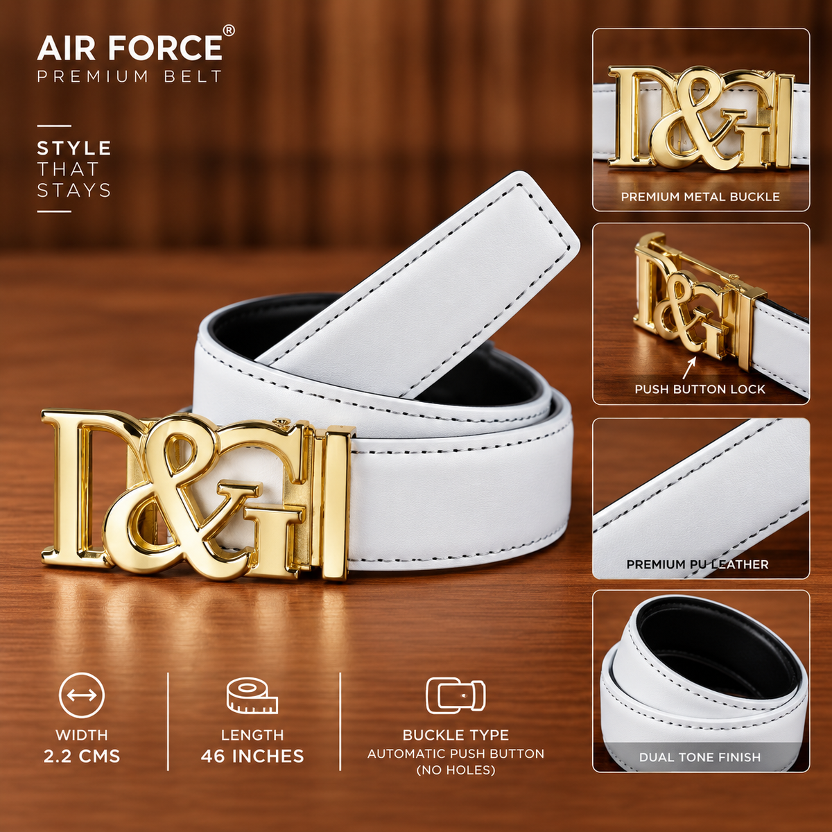 Mfw Premium Push button slim belt buy @200rs (OM-3)