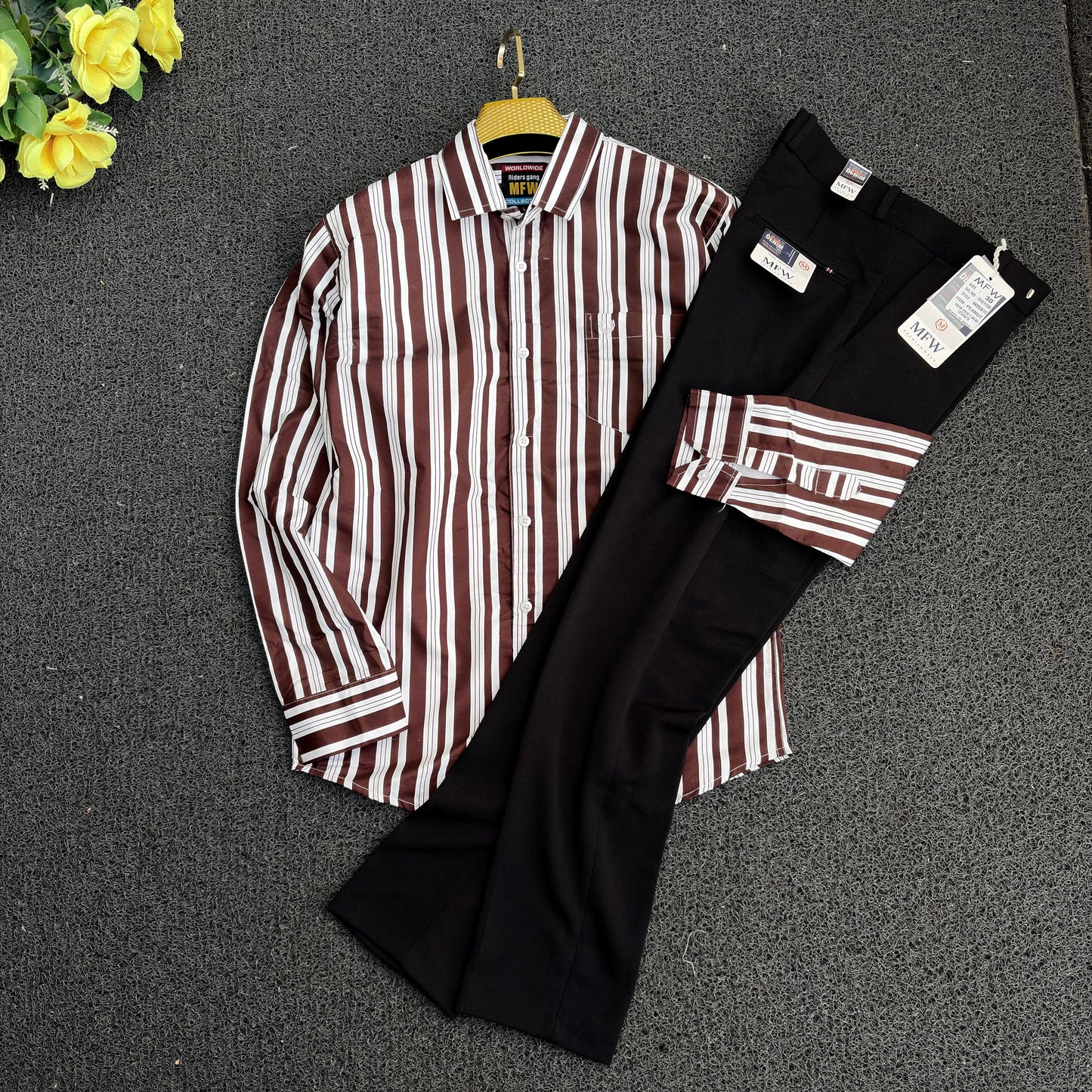 2 in 1 combo MFW stripes shirts + mfw penut polo fit pants buy @500 rs only