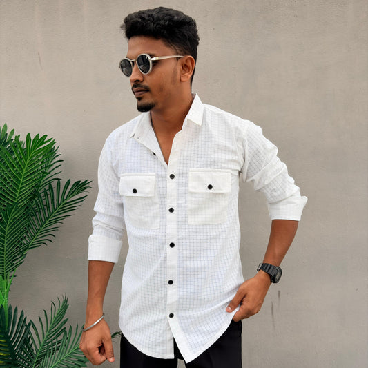 MFW Full sleeve Double pocket Netted fabric Shirt single pcs @299 and Buy 4 pcs combo @999