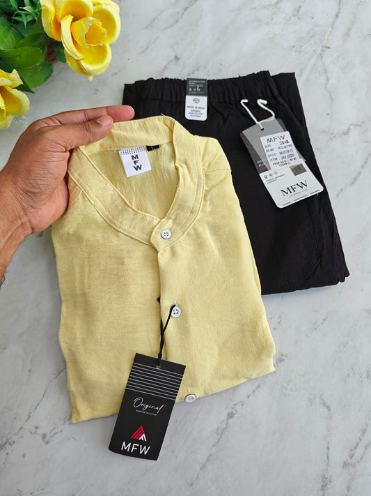 2 in 1 combo Chinese collar crush lenin shirts + lenin relax fit pant buy @600 rs only