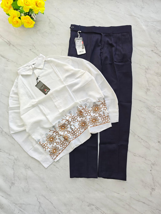 2 in 1 combo MFW lachka bottom embroidery shirts + lenin Gurkha polo fit pant buy @700 rs only