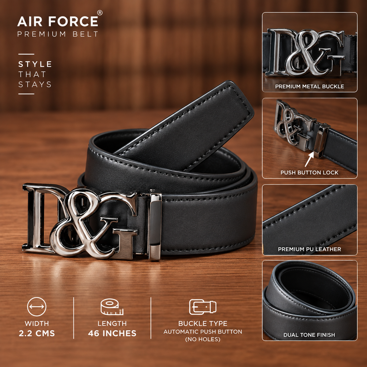 Mfw Premium Push button slim belt buy @200rs (OM-3)