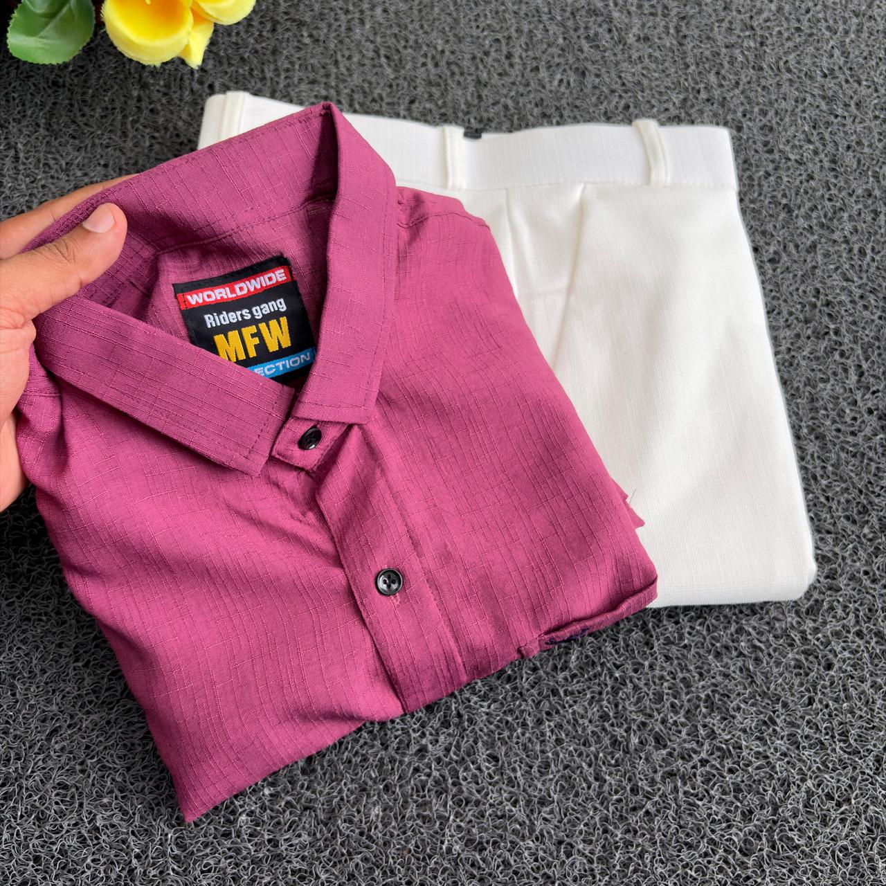 2 in 1 combo Plain Lenin Shirts + Shining Polo fit pants combo buy @600 only