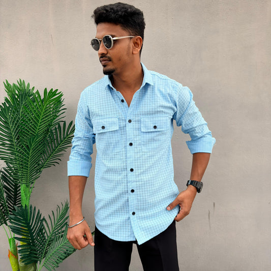 MFW Full sleeve Double pocket Netted fabric Shirt single pcs @299 and Buy 4 pcs combo @999