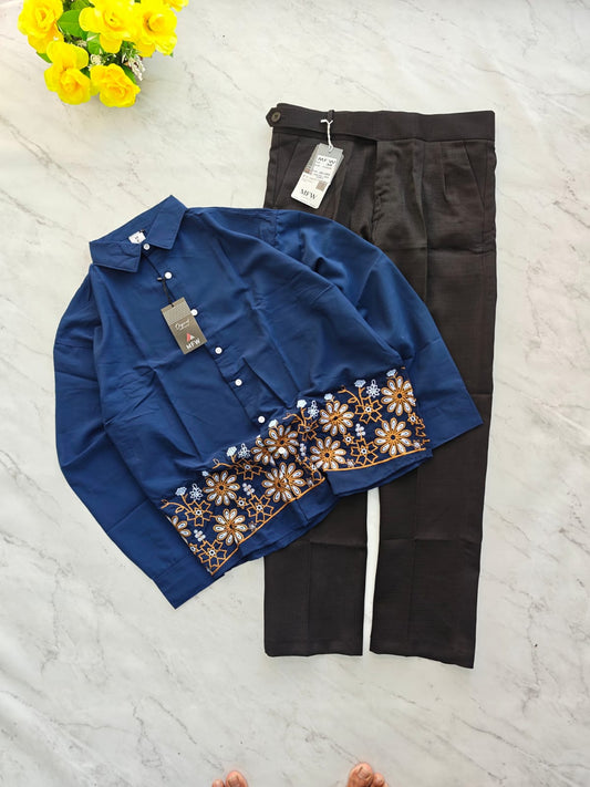 2 in 1 combo MFW lachka bottom embroidery shirts + lenin Gurkha polo fit pant buy @700 rs only