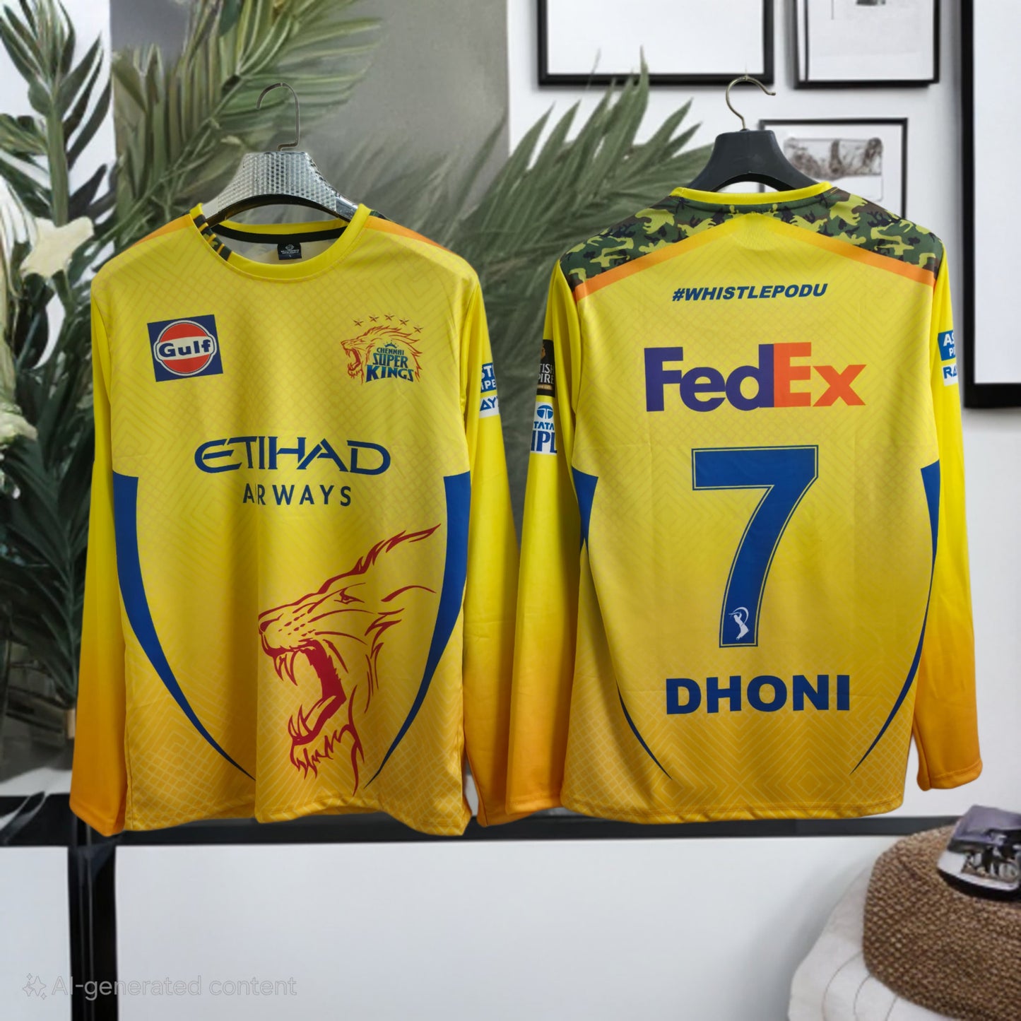 IPL Full hand Csk with Dhoni name jersey tshirt buy 3 pcs @499 and 1 pcs @199