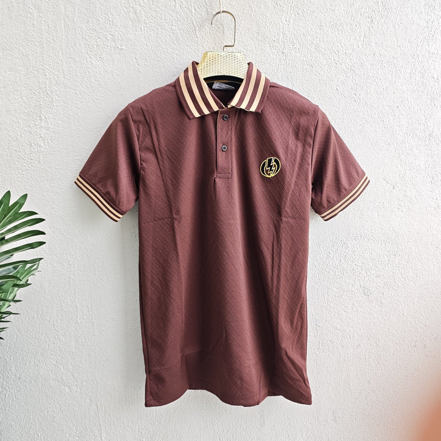 Textured embroidery collar zipper tshirts buy @250 rs