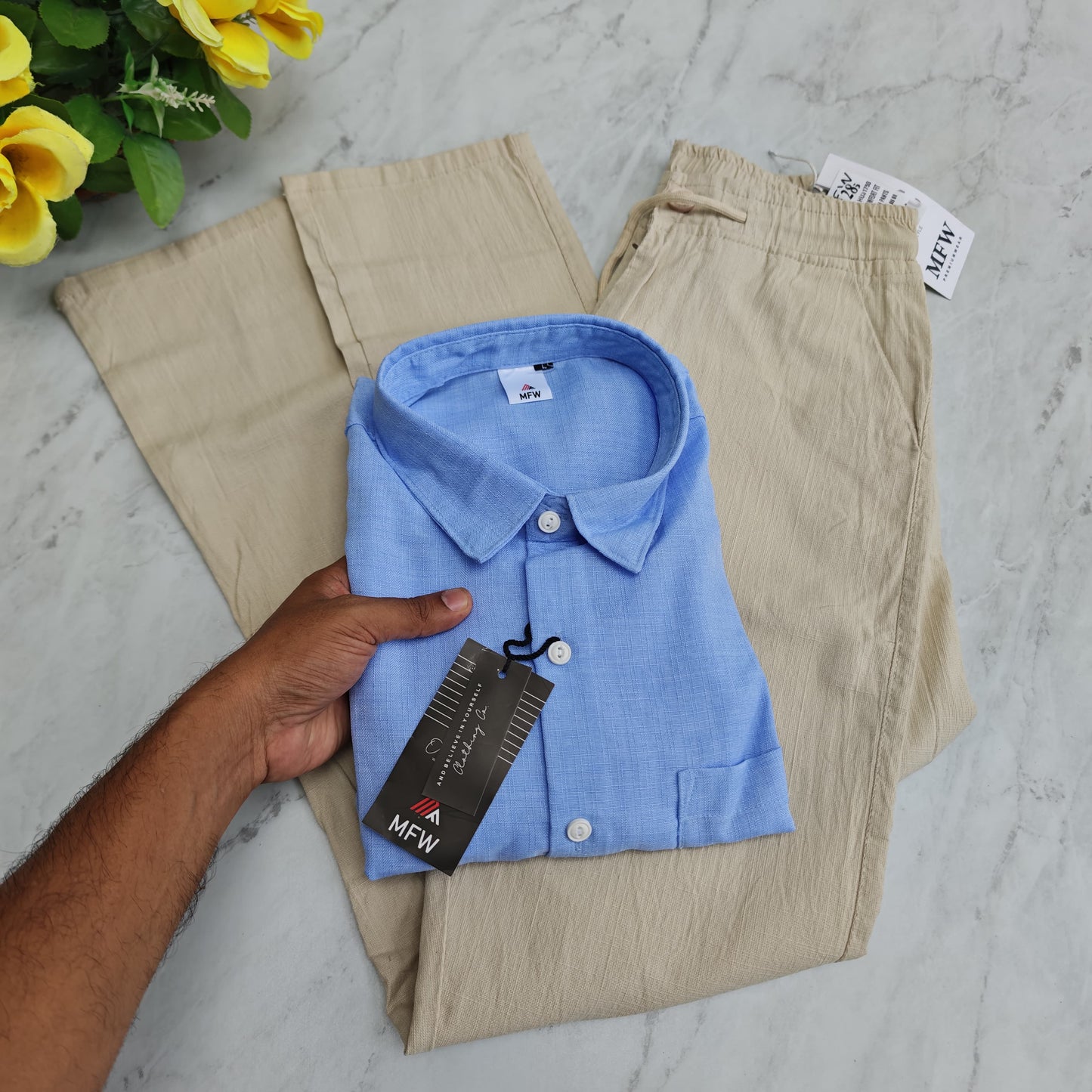 2 in 1 combo MFW Lenin shirts + MFW Lenin relax fit pant combo buy @600 rs only