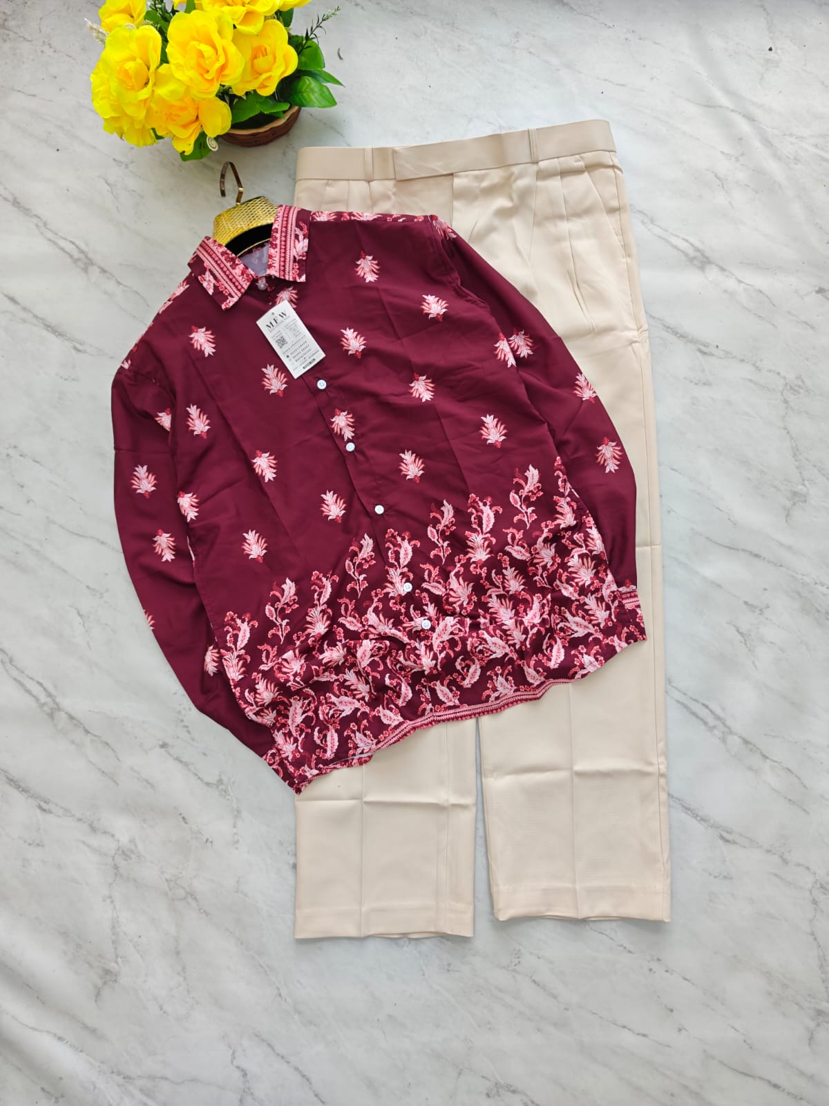 2 in 1 combo viscose bottom printed shirts + korean baggy pant buy @600 rs only