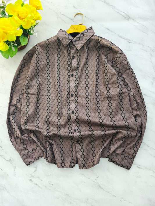 MFW Printed Textured shirts Single pcs @299 and Buy 4 pcs combo @999 (Light brown)