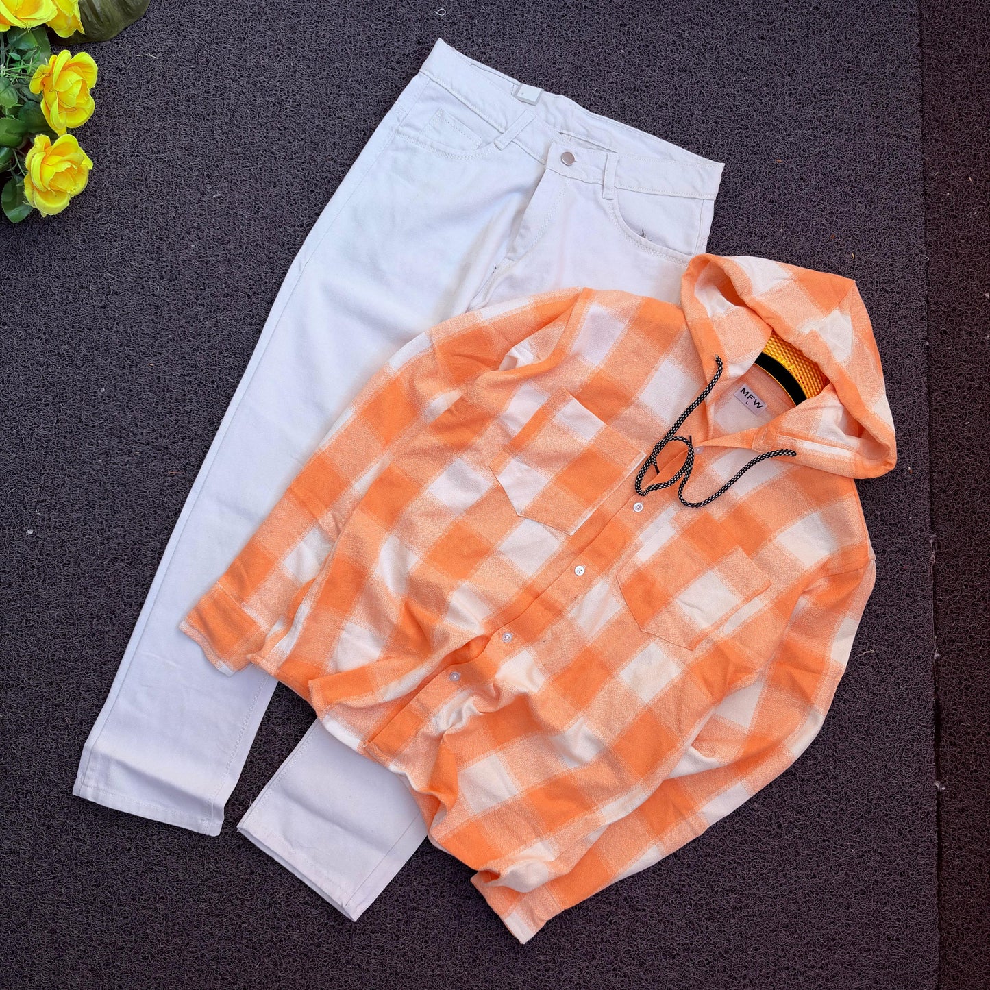 2 in 1 combo MFW hoodie back printed shirts + Mom fit jeans buy @ 600