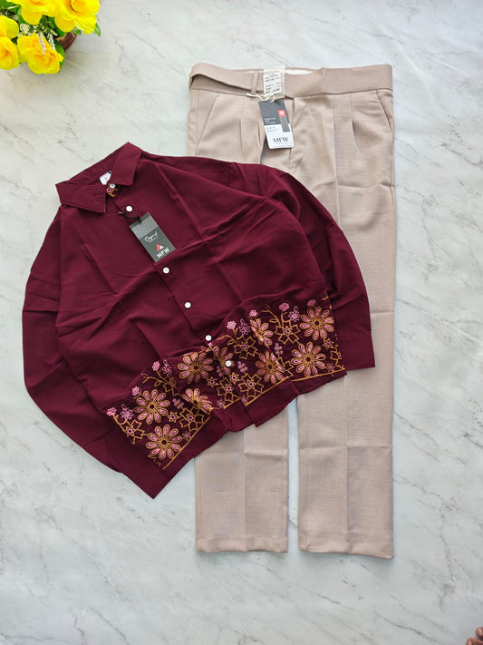 2 in 1 combo MFW lachka bottom embroidery shirts + lenin Gurkha polo fit pant buy @700 rs only
