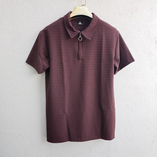 Men's korean Collar old money Zipper Half sleeve Tshirt 1 pc @199 and 3 pcs @ 499( AI Model Wearing Pose Only – Check Description for other details)