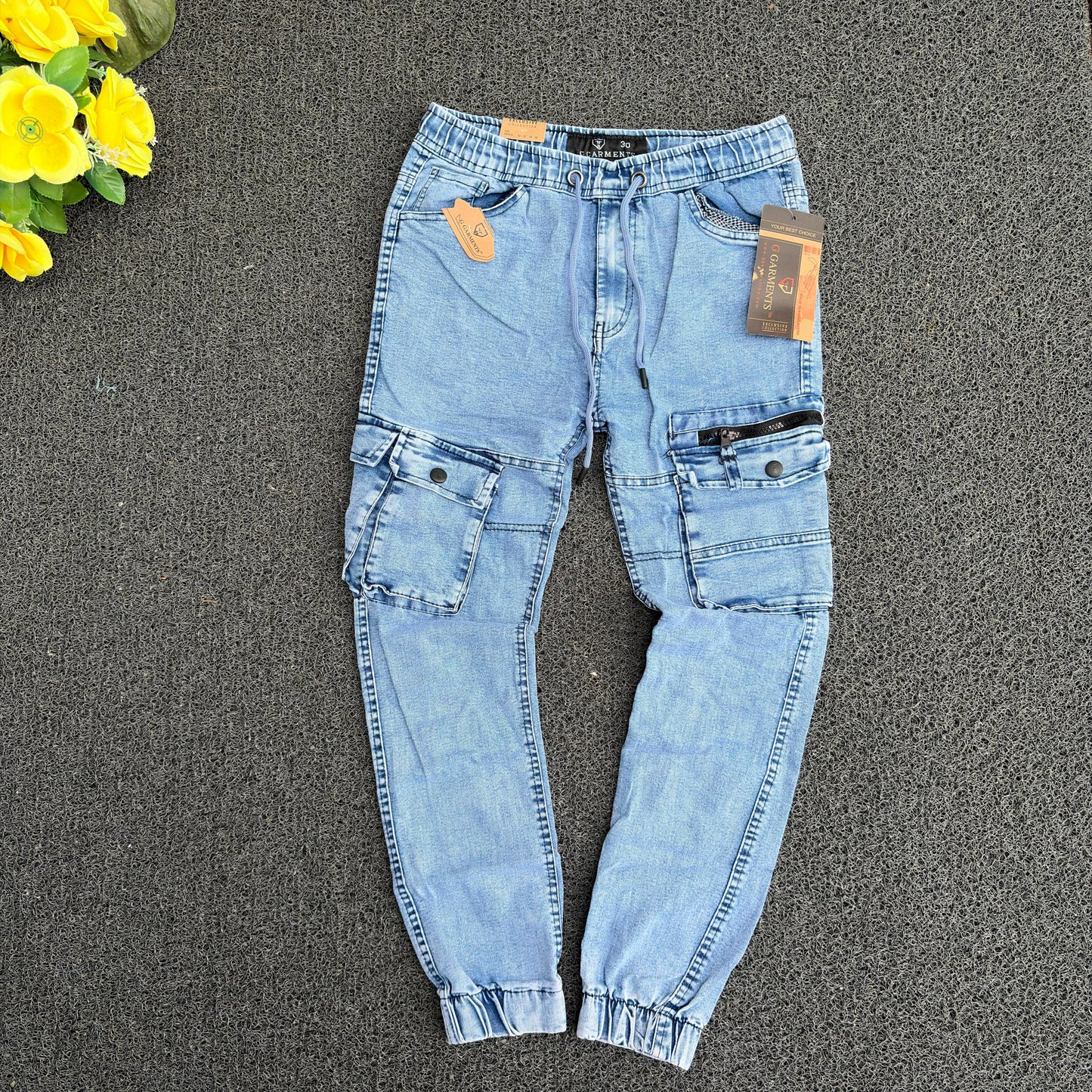 6 pocket denim cargo joggers buy @499