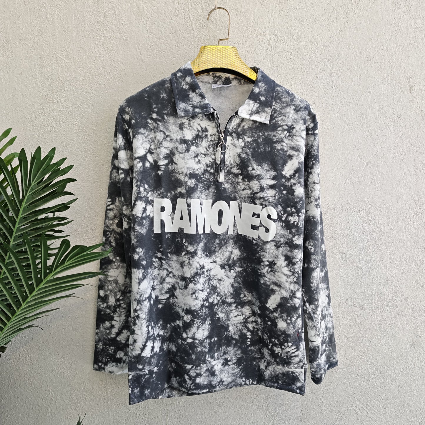 Men's korean Collar tie and die printed premium old money Zipper Full sleeve tshirts@249 (Fabric Reference – Please Read Description)