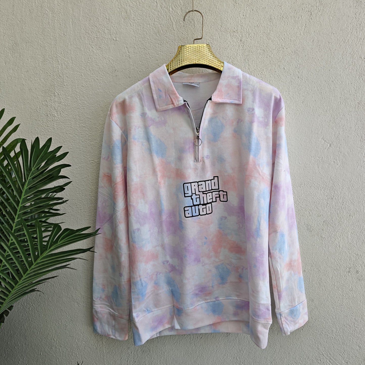 Men's korean Collar tie and die printed premium old money Zipper Full sleeve tshirts@249 (Fabric Reference – Please Read Description)