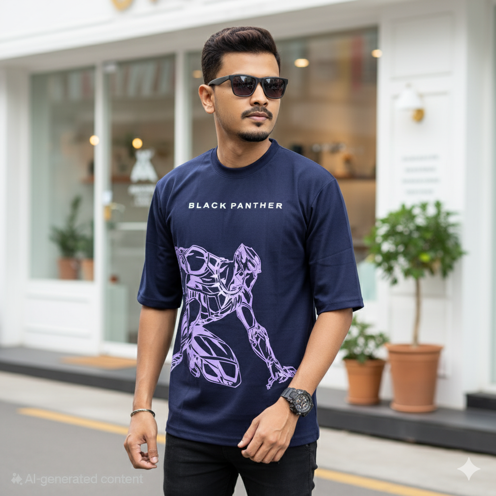 Black panther droup shoulder Tshirt 1 pc @199 and 3 pcs @ 499