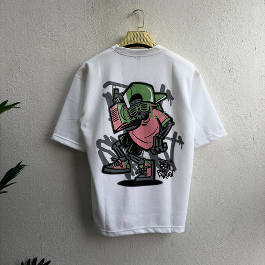 Round neck Front and back print droup shoulder Tshirt 1 pc @199 and 3 pcs @ 499