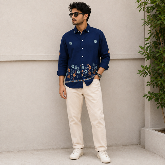 2 in 1 combo Bottom Embroidery shirts + plain mom fit jeans pant buy @600