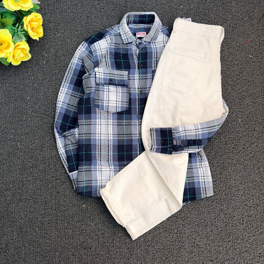 2 in 1 combo Double pocket back printed shirts + mom fit jeans buy @600 rs only