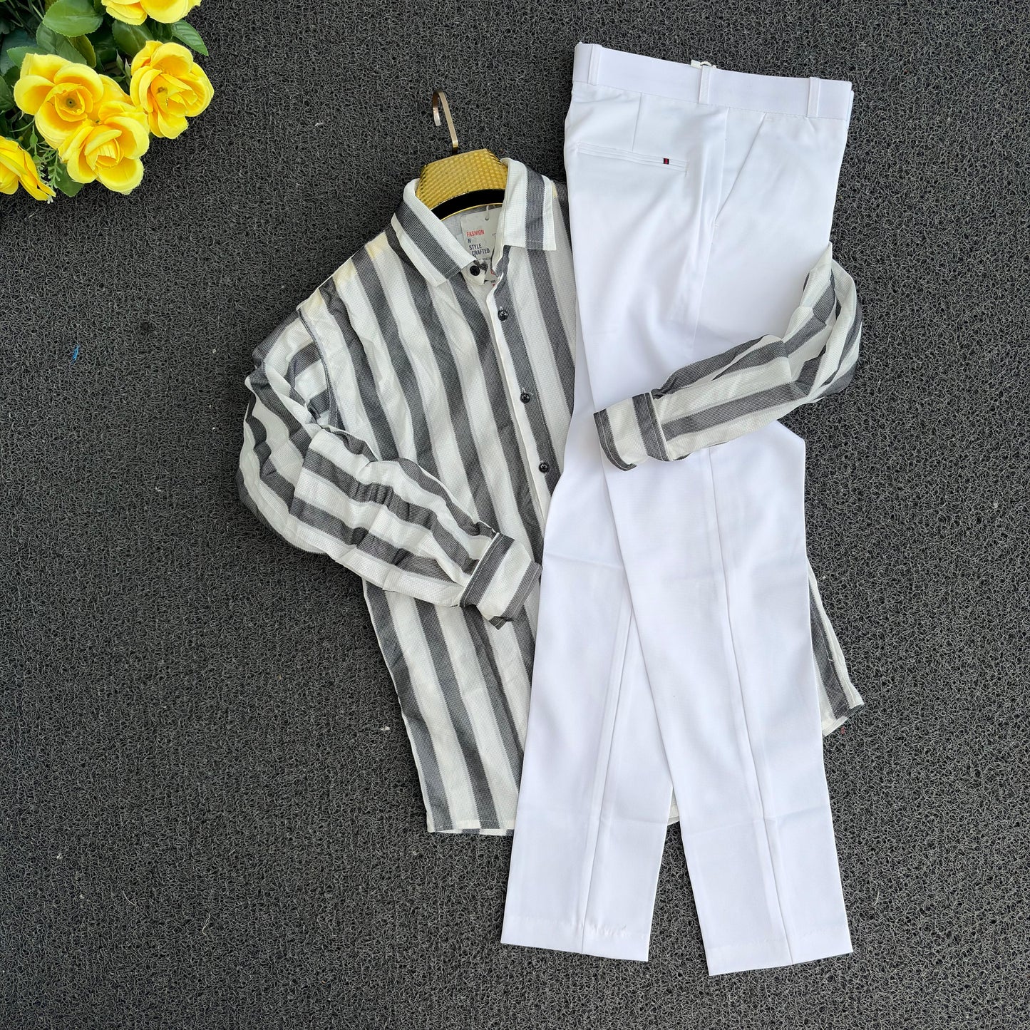 2 in 1 Combo zig zag netted fabric shirts+ polo fit pants buy @600