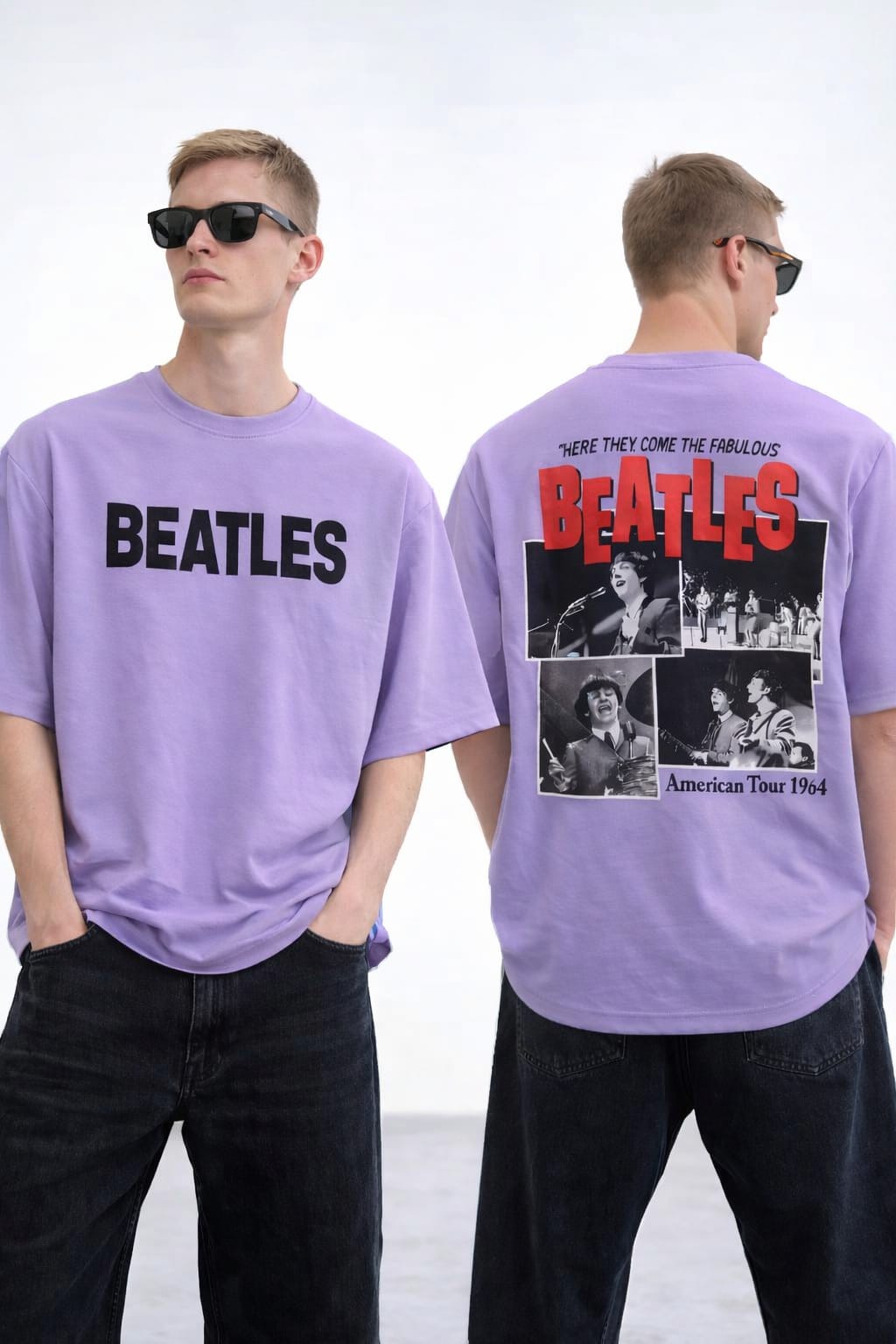 Round neck Front and back print drop shoulder Tshirt 1 pc @199 and 3 pcs @ 499(Beatles Design)