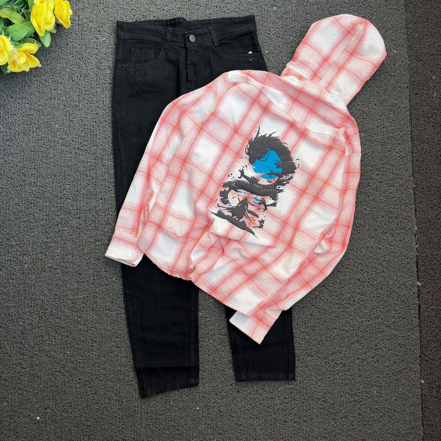 2 in 1 combo MFW hoodie back printed shirts + Mom fit jeans buy @ 600