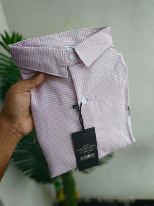 MFW Micro Checks Baggy shirts Single pcs @299 and Buy 4 pcs combo @999 (Baby pink)
