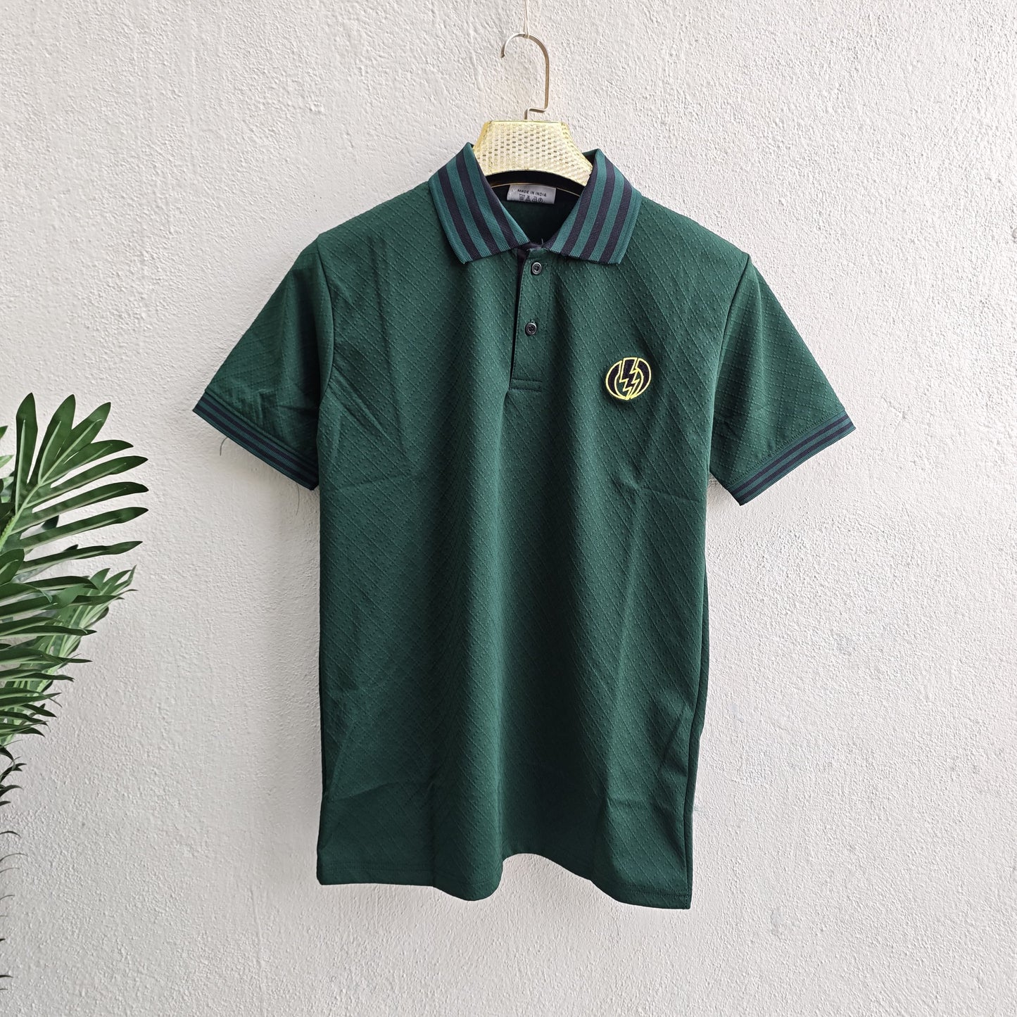 Textured embroidery collar zipper tshirts buy @250 rs