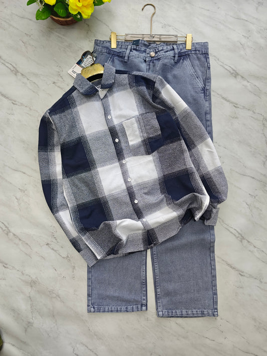 2 in 1 Combo MFW viral checked shirts + Baggy jeans pant buy @600 rs only
