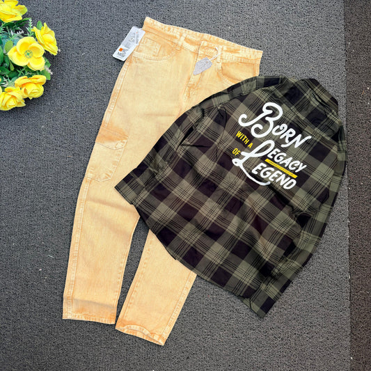 2 in 1 combo back Printed shirts + 6 pocket mom fit jeans buy @600